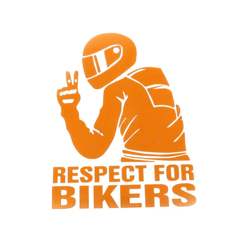 1pc 15x11CM Respekt Für Biker Aufkleber Auto Aufkleber Motorrad Vinyl Aufkleber Auto Dekoration Reflektierende Wasserdichte Aufkleber