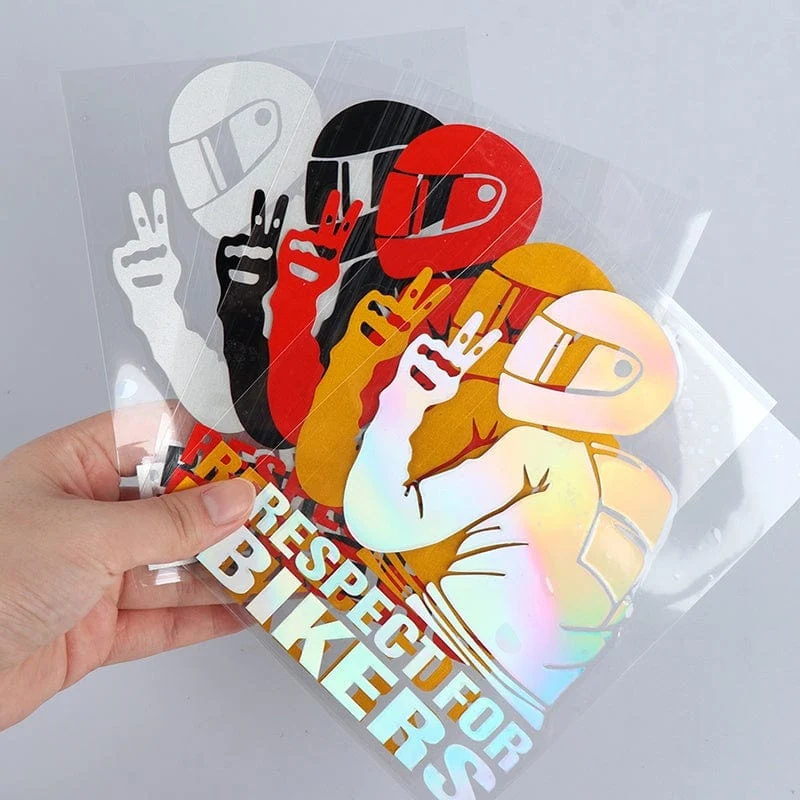 1pc 15x11CM Respekt Für Biker Aufkleber Auto Aufkleber Motorrad Vinyl Aufkleber Auto Dekoration Reflektierende Wasserdichte Aufkleber