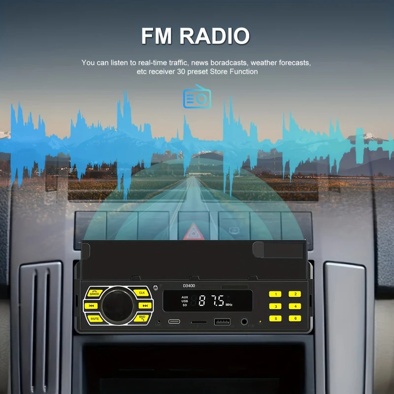 1DIN Autoradio Stereo mit Fernbedienung Digital BT Auto Audio Musik Stereo 12V Autoradio MP3 Player mit USB/SD/AUX-IN + Handyhalter + APP