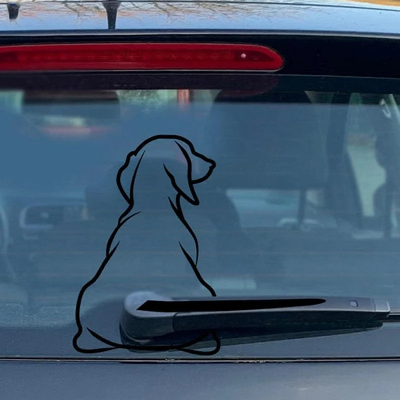 Weißer lustiger Hunde-Aufkleber mit beweglichem Schwanz, Hunde-Scheibenwischer-Aufkleber, niedlicher Tier-Welpen-Autoaufkleber, wasserdichter Heckscheibenwischer-Aufkleber, Dekoration