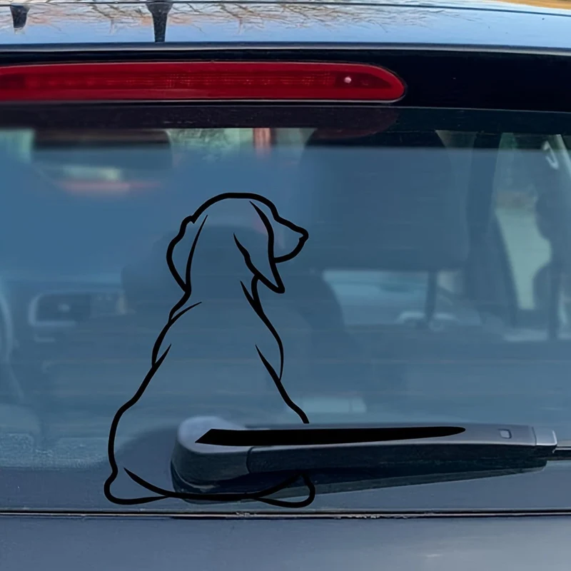 Weißer lustiger Hunde-Aufkleber mit beweglichem Schwanz, Hunde-Scheibenwischer-Aufkleber, niedlicher Tier-Welpen-Autoaufkleber, wasserdichter Heckscheibenwischer-Aufkleber, Dekoration
