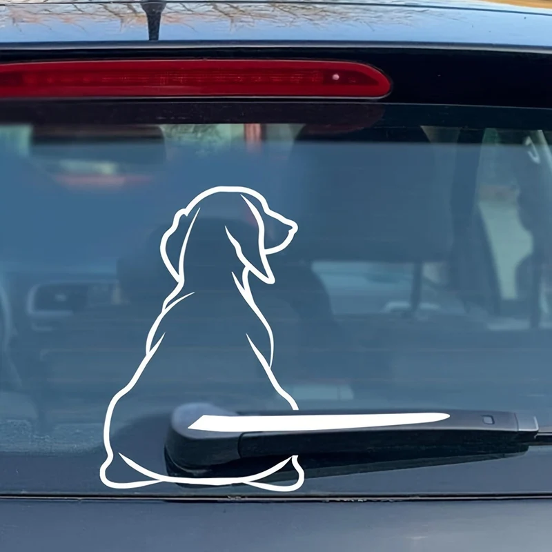 Weißer lustiger Hunde-Aufkleber mit beweglichem Schwanz, Hunde-Scheibenwischer-Aufkleber, niedlicher Tier-Welpen-Autoaufkleber, wasserdichter Heckscheibenwischer-Aufkleber, Dekoration
