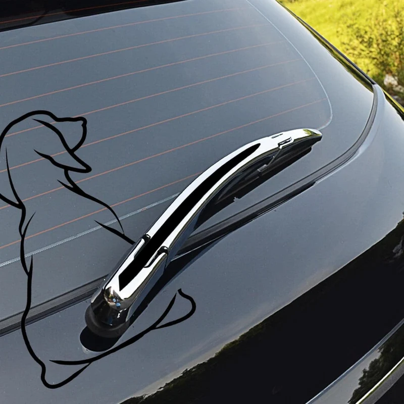 Weißer lustiger Hunde-Aufkleber mit beweglichem Schwanz, Hunde-Scheibenwischer-Aufkleber, niedlicher Tier-Welpen-Autoaufkleber, wasserdichter Heckscheibenwischer-Aufkleber, Dekoration