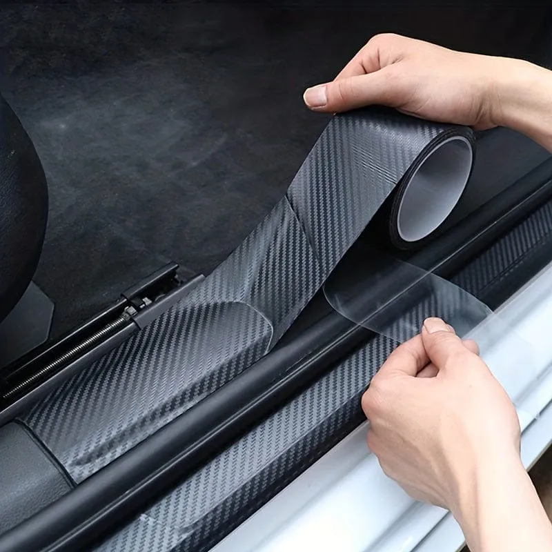 3D Carbon Faser Aufkleber Auto Schwelle Schutz Film Anti Scratch Wasserdicht Matt Schwarz Nano Aufkleber Für Auto Körper