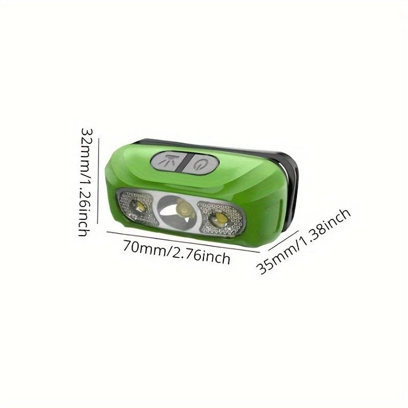 1 Stück Mini-Induktionsscheinwerfer über USB wiederaufladbar, LED-Sensor-Taschenlampe mit eingebautem Akku – perfekt zum Angeln, Camping und Reiten