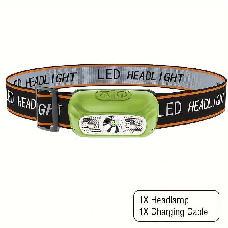 1 Stück Mini-Induktionsscheinwerfer über USB wiederaufladbar, LED-Sensor-Taschenlampe mit eingebautem Akku – perfekt zum Angeln, Camping und Reiten