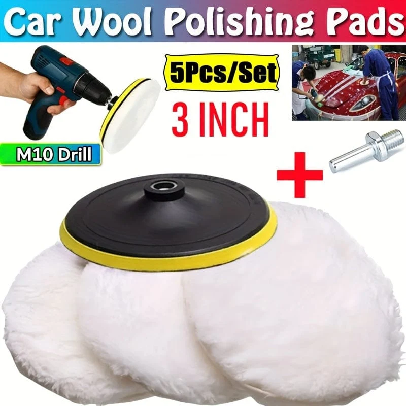 5-teiliges Auto-Polierset – 3 cm Polierscheiben-Pad, M10-Bohreranschluss, Wachsen und Lackpflege für Auto-Styling