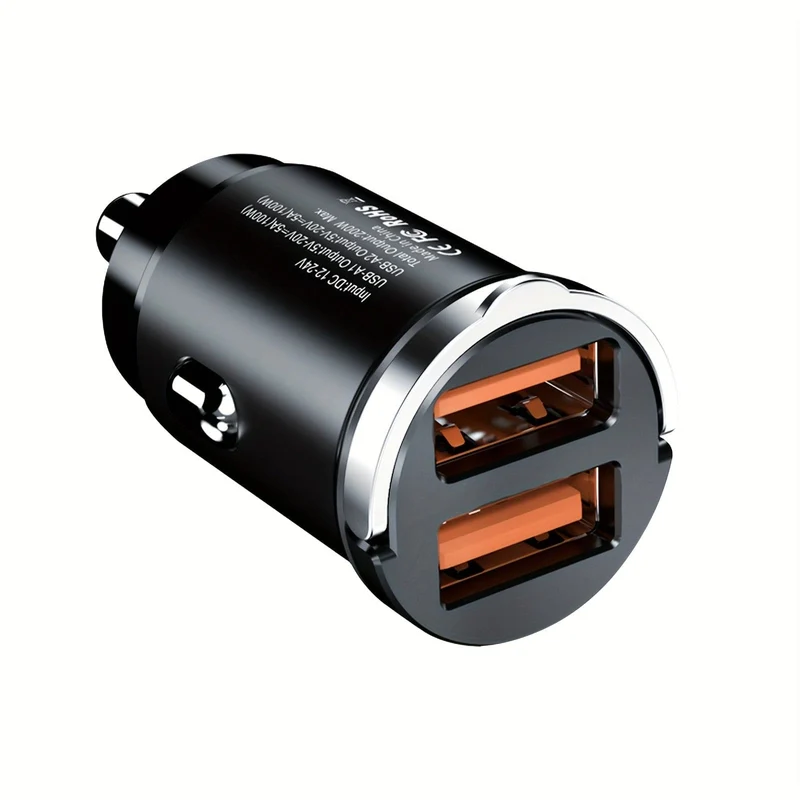 200 W Auto-Schnellladegerät, Auto-Ladegerät, Metall-Auto-Ladegerät, Dual-USB-Auto-Ladegerät, Schnell-Ladegerät, Mini-Schnell-Ladegerät, Zugring-Auto-Ladegerät, Qc-Schnell-Ladegerät