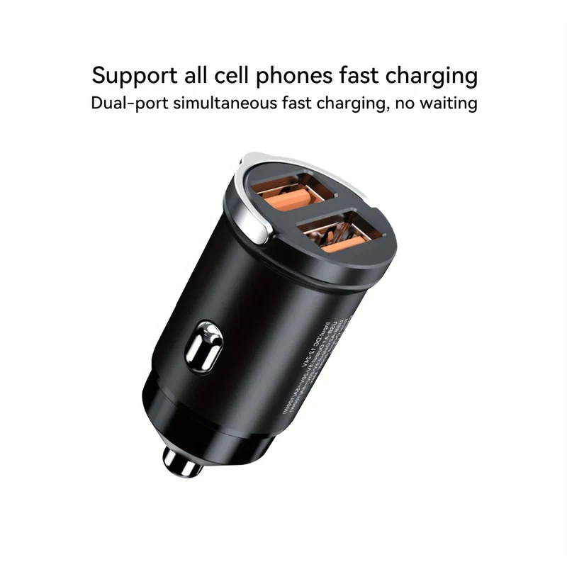 200 W Auto-Schnellladegerät, Auto-Ladegerät, Metall-Auto-Ladegerät, Dual-USB-Auto-Ladegerät, Schnell-Ladegerät, Mini-Schnell-Ladegerät, Zugring-Auto-Ladegerät, Qc-Schnell-Ladegerät