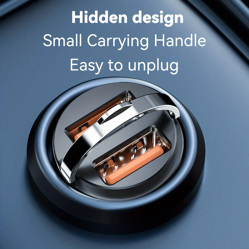 200 W Auto-Schnellladegerät, Auto-Ladegerät, Metall-Auto-Ladegerät, Dual-USB-Auto-Ladegerät, Schnell-Ladegerät, Mini-Schnell-Ladegerät, Zugring-Auto-Ladegerät, Qc-Schnell-Ladegerät
