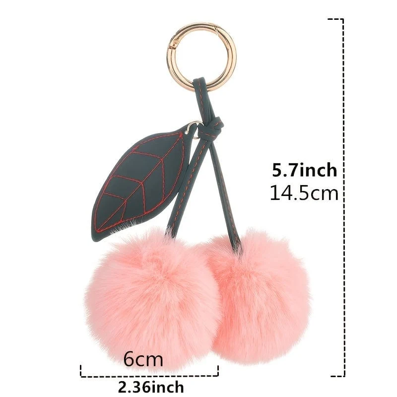 Entzückender, flauschiger Kirsch-Schlüsselanhänger – ein perfektes Accessoire für Ihr Auto oder Ihre Handtasche!
