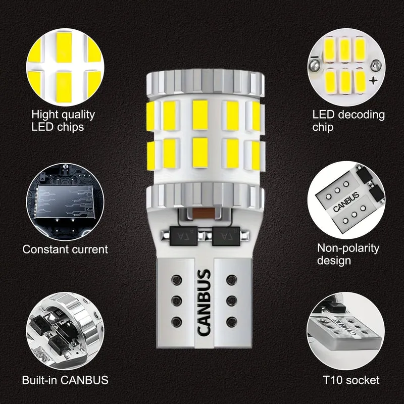 194 LED-Leuchtmittel, weiß, Canbus-fehlerfrei, 168 2825 T10 W5W, LED-Leuchtmittel für Nummernschildbeleuchtung, Innenbeleuchtung, Kuppel-Kartenlicht, 2er-Pack