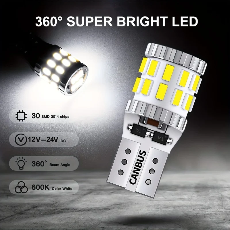 194 LED-Leuchtmittel, weiß, Canbus-fehlerfrei, 168 2825 T10 W5W, LED-Leuchtmittel für Nummernschildbeleuchtung, Innenbeleuchtung, Kuppel-Kartenlicht, 2er-Pack