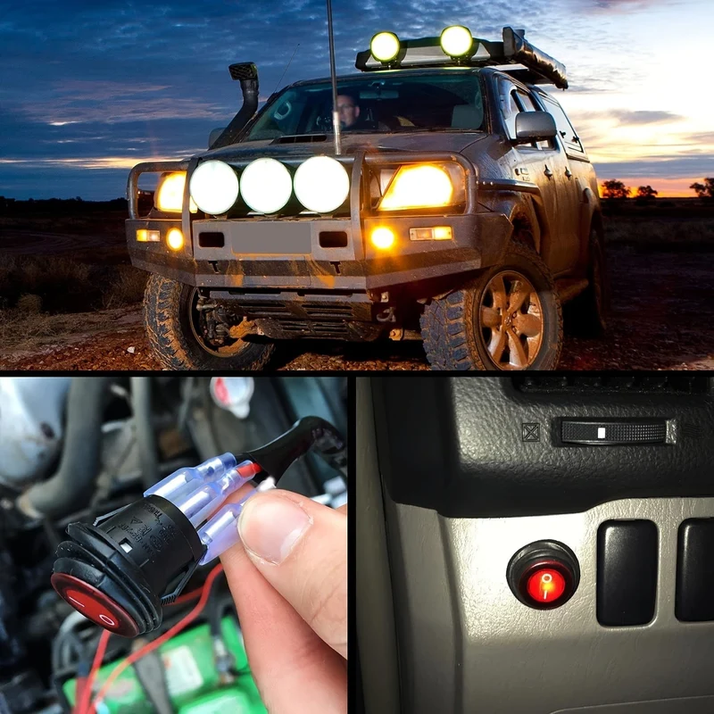 LED-Lichtleisten-Kabelbaum-Set – 2 Leitungen, 12 V, Ein-/Aus-Schalter, Leistungsrelais, Flachsicherung für Offroad-Leuchten, LED-Arbeitsleuchte