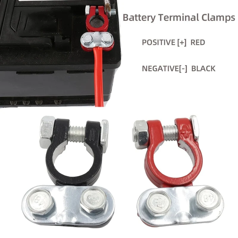 1 Paar Auto-Boots-LKW-Batterie-Terminalklemmen-Pfahl-Legierungskopf-Verbindungsclip-Positiv- und Minuspol-Pfosten-Hochleistungsklemmen-Clip-Terminal-Pfahlkopf