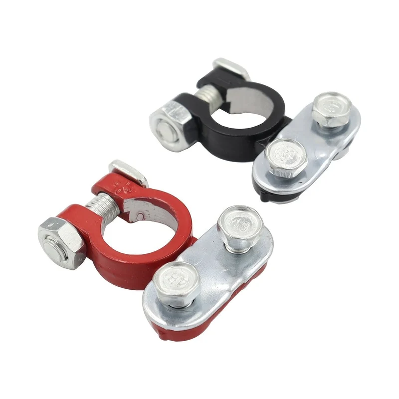 1 Paar Auto-Boots-LKW-Batterie-Terminalklemmen-Pfahl-Legierungskopf-Verbindungsclip-Positiv- und Minuspol-Pfosten-Hochleistungsklemmen-Clip-Terminal-Pfahlkopf