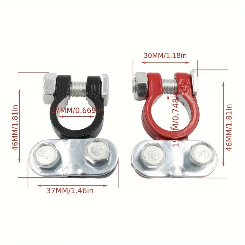 1 Paar Auto-Boots-LKW-Batterie-Terminalklemmen-Pfahl-Legierungskopf-Verbindungsclip-Positiv- und Minuspol-Pfosten-Hochleistungsklemmen-Clip-Terminal-Pfahlkopf