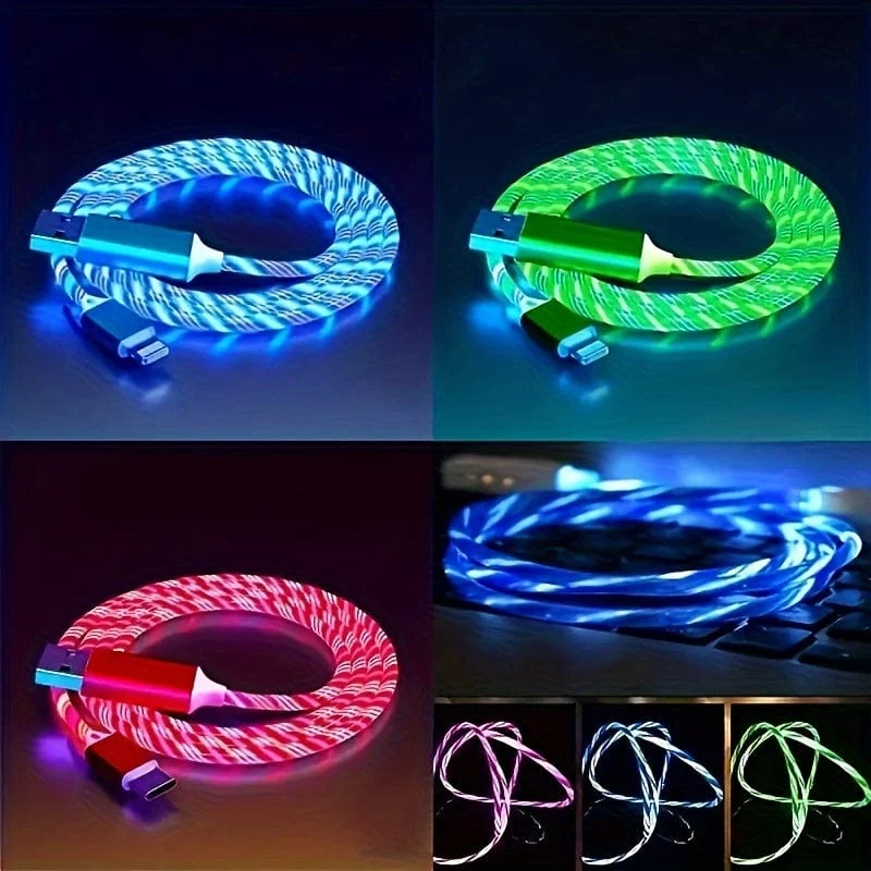 1 Stück leuchtendes Ladekabel, LED-Ladekabel für Typ-C-Schnittstelle