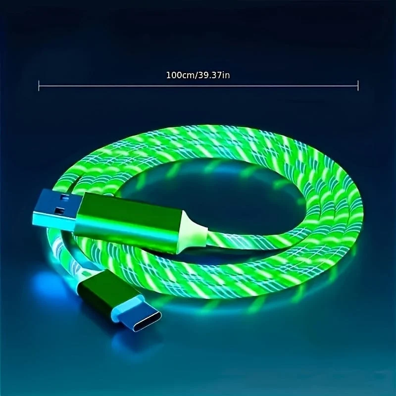 1 Stück leuchtendes Ladekabel, LED-Ladekabel für Typ-C-Schnittstelle