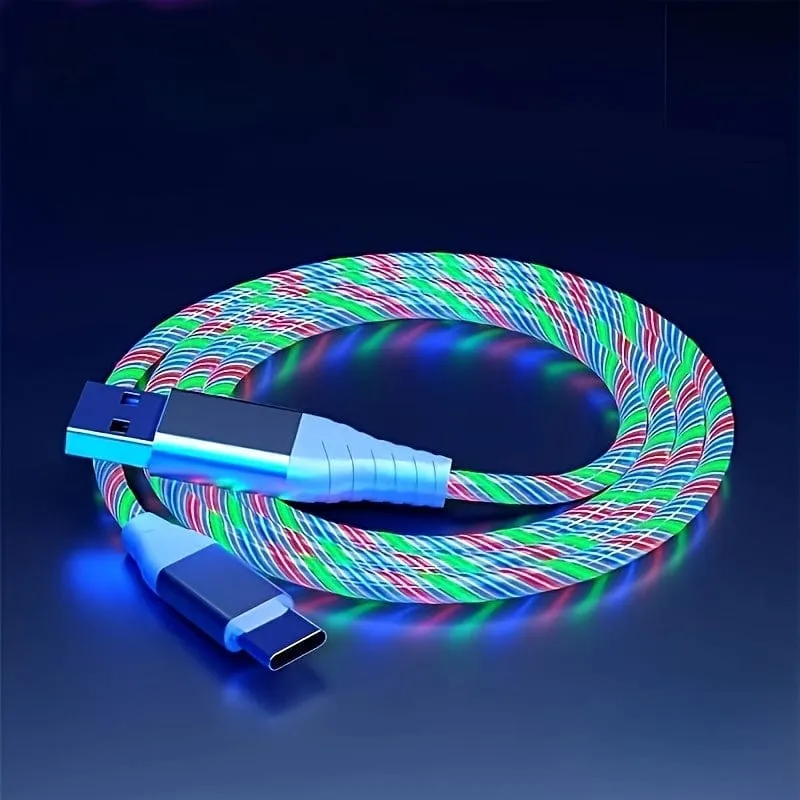 1 Stück leuchtendes Ladekabel, LED-Ladekabel für Typ-C-Schnittstelle