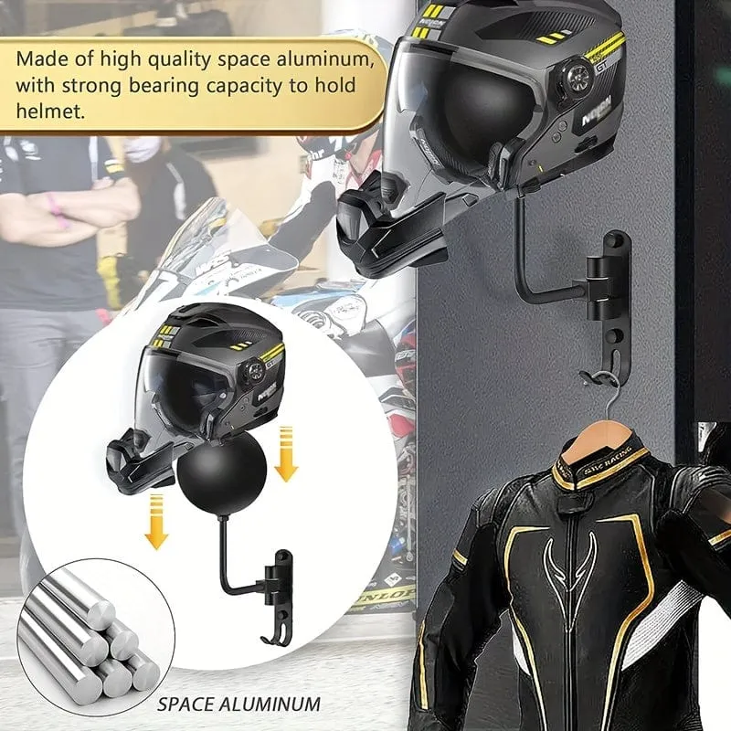 Motorrad-Helmhalter, Wandhalterung, 180-Grad-Drehung, Metall-Fahrradhelm-Halterung, Fahrradhelm-Display-Aufhänger, Ständer, Helmhalter, Helm-Aufhänger