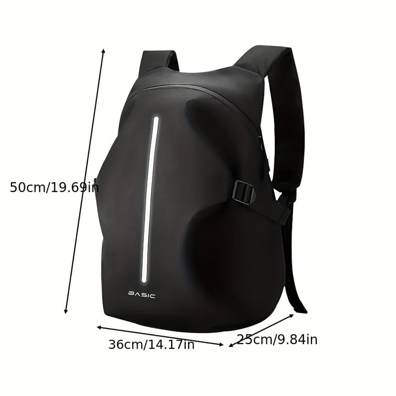 Schwarzer Motorrad-Reitrucksack, wasserdichter Helmaufbewahrungs-Reiserucksack, reflektierende Sicherheits-Schultertasche, große Kapazität für Männer