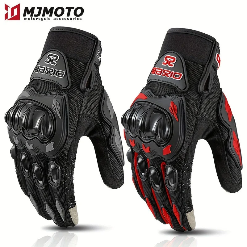 MJMOTO Motorradhandschuhe, Sommer-Touchscreen-Vollfingerhandschuhe Schützende Anti-Fall-Guantes Moto Rutschfeste Reithandschuhe