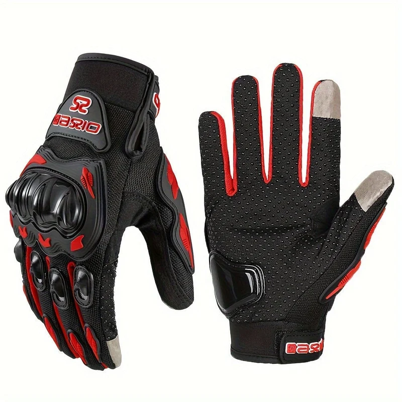 MJMOTO Motorradhandschuhe, Sommer-Touchscreen-Vollfingerhandschuhe Schützende Anti-Fall-Guantes Moto Rutschfeste Reithandschuhe