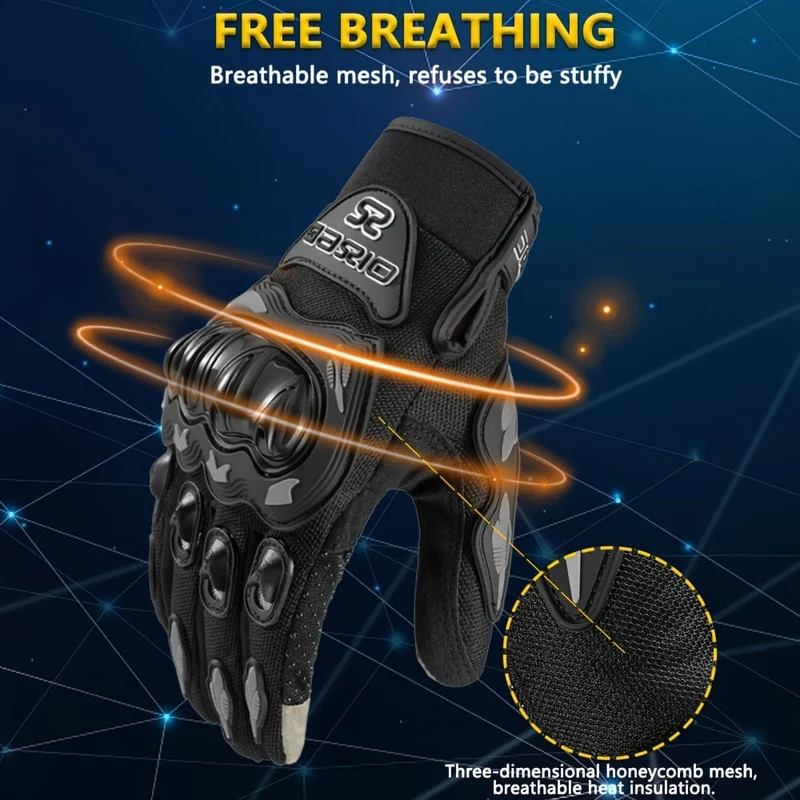 MJMOTO Motorradhandschuhe, Sommer-Touchscreen-Vollfingerhandschuhe Schützende Anti-Fall-Guantes Moto Rutschfeste Reithandschuhe