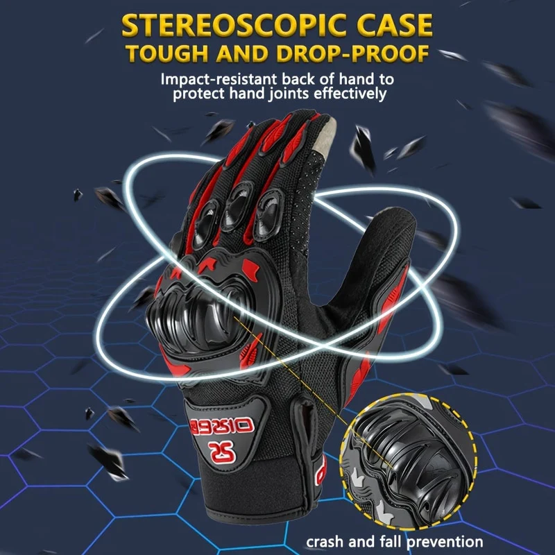 MJMOTO Motorradhandschuhe, Sommer-Touchscreen-Vollfingerhandschuhe Schützende Anti-Fall-Guantes Moto Rutschfeste Reithandschuhe