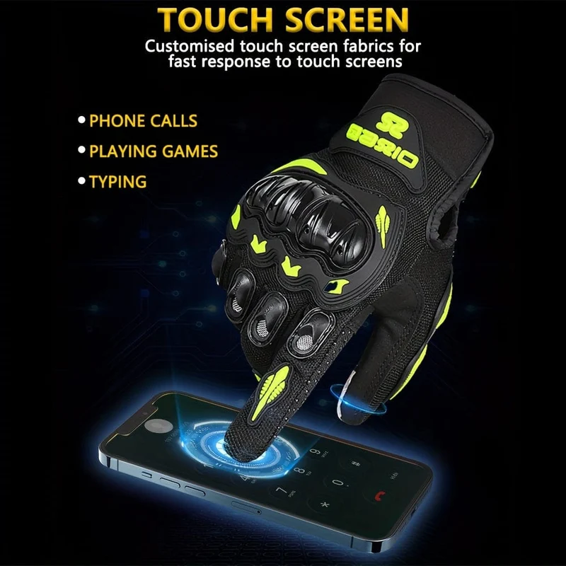 MJMOTO Motorradhandschuhe, Sommer-Touchscreen-Vollfingerhandschuhe Schützende Anti-Fall-Guantes Moto Rutschfeste Reithandschuhe