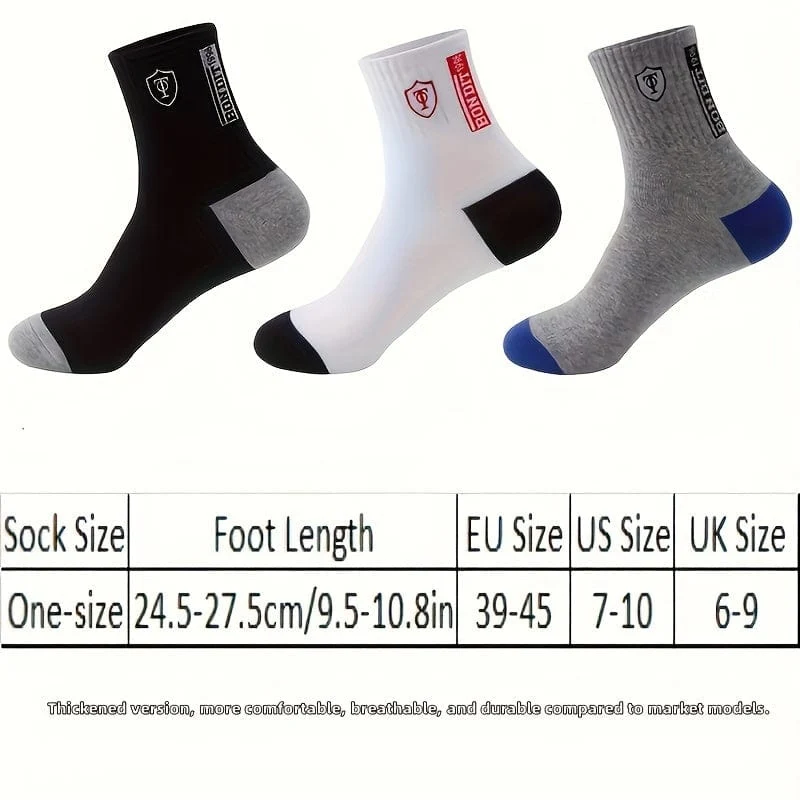 6 Paar schweißabsorbierende Sportsocken aus Baumwolle für Herren mit aufgesticktem Wappen, Söckchen (ohne Karton)