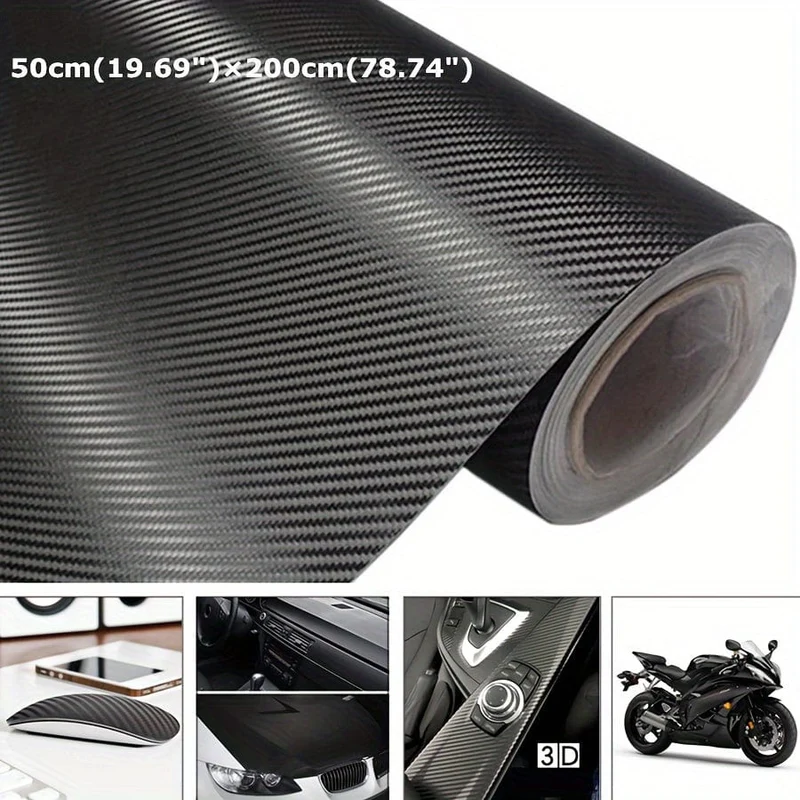 50x200cm 3D Carbon Fiber Vinyl Selbstklebende Film Wrap Aufkleber Decals Protector Wasserdicht Für Die Meisten Auto Motorrad Aufkleber