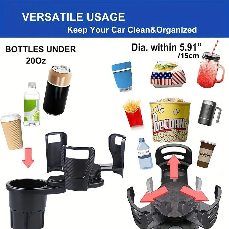 Auto-Getränkehalter-Expander für Autoadapter, verstellbar, multifunktionaler Doppel-Getränkehalter mit Telefonhalter, Aromatherapie-Organizer, Thanksgiving-Weihnachts-Neujahrsgeschenk