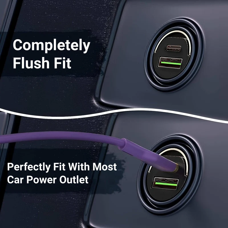 100 W Auto-Schnellladegerät, verstecktes Autoladegerät, Autoladegerät mit Mini-Zugring, Autoladegerät-Adapter mit zwei Anschlüssen für den Zigarettenanzünder, einfach zu transportieren und Ihr Telefon aufzuladen.