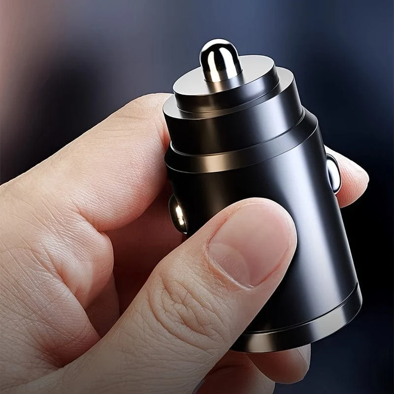 100 W Auto-Schnellladegerät, verstecktes Autoladegerät, Autoladegerät mit Mini-Zugring, Autoladegerät-Adapter mit zwei Anschlüssen für den Zigarettenanzünder, einfach zu transportieren und Ihr Telefon aufzuladen.