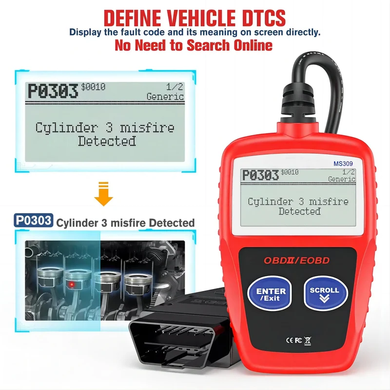 Auto-Diagnosetool, die aktualisierte Version von MS309, obd2, obdii, eobd, Fehlercodeleser, Scanner-Tool