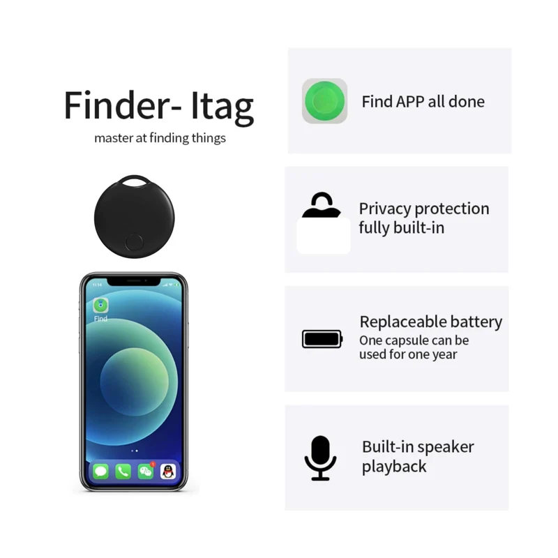 Ortungsgeräte für Haustiere/ältere Menschen/Gepäck/Handgepäck/Geldbörsen, Schlüssel, intelligente kabellose Tracker gekoppelt mit Apple Find My (nur iOS). Haustierverfolgung, Fehlplatzierung von Gegenständen.