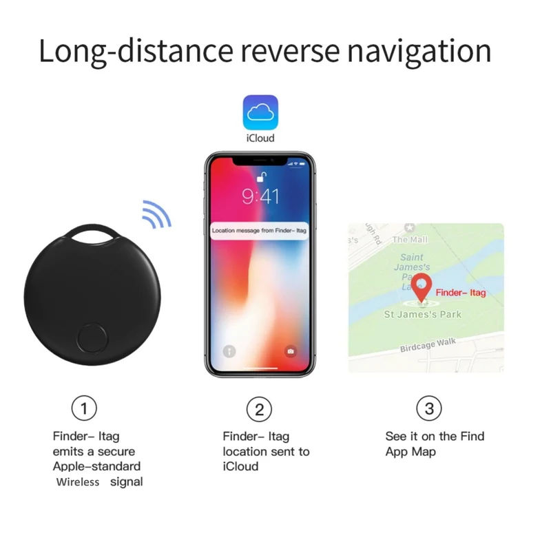 Ortungsgeräte für Haustiere/ältere Menschen/Gepäck/Handgepäck/Geldbörsen, Schlüssel, intelligente kabellose Tracker gekoppelt mit Apple Find My (nur iOS). Haustierverfolgung, Fehlplatzierung von Gegenständen.