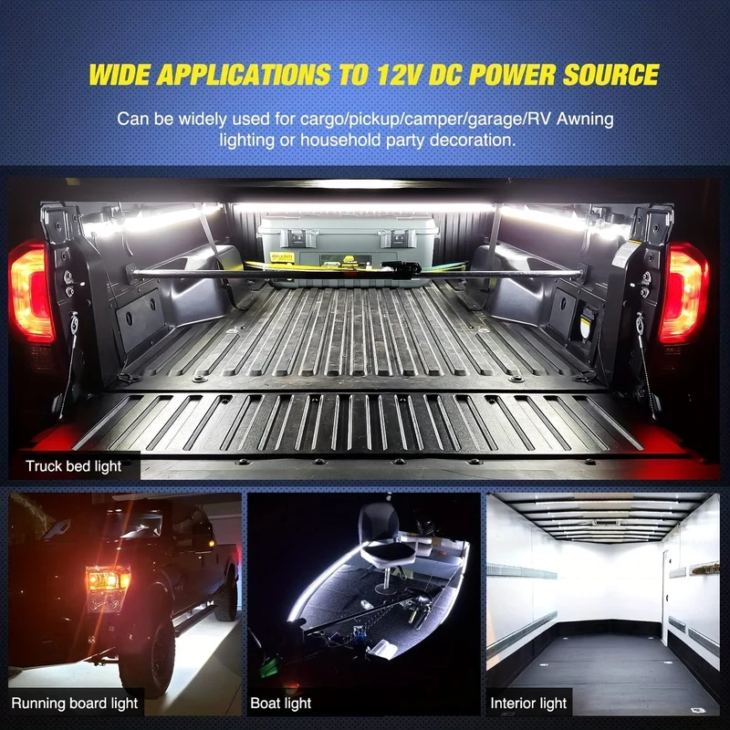 3Pcs 152.4 cm Bett Licht Streifen 270 LED mit Schalter Klinge Sicherung Splitter Verlängerung Kabel für Fracht Pickup lkw SUV RV Boot