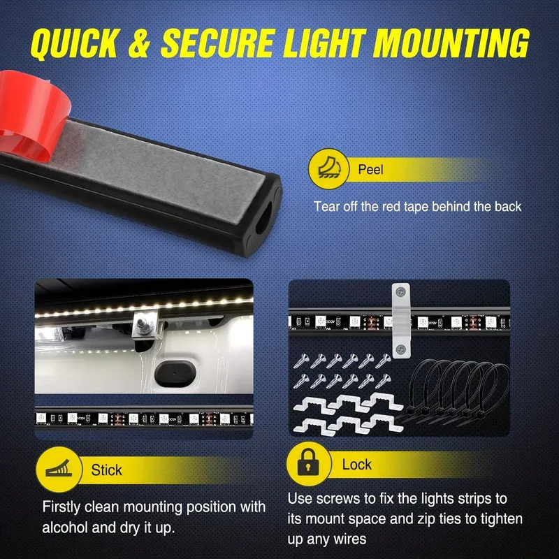 3Pcs 152.4 cm Bett Licht Streifen 270 LED mit Schalter Klinge Sicherung Splitter Verlängerung Kabel für Fracht Pickup lkw SUV RV Boot