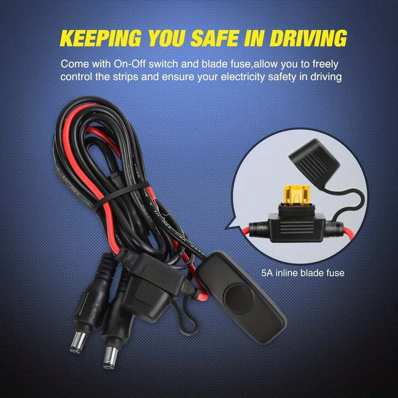 3Pcs 152.4 cm Bett Licht Streifen 270 LED mit Schalter Klinge Sicherung Splitter Verlängerung Kabel für Fracht Pickup lkw SUV RV Boot