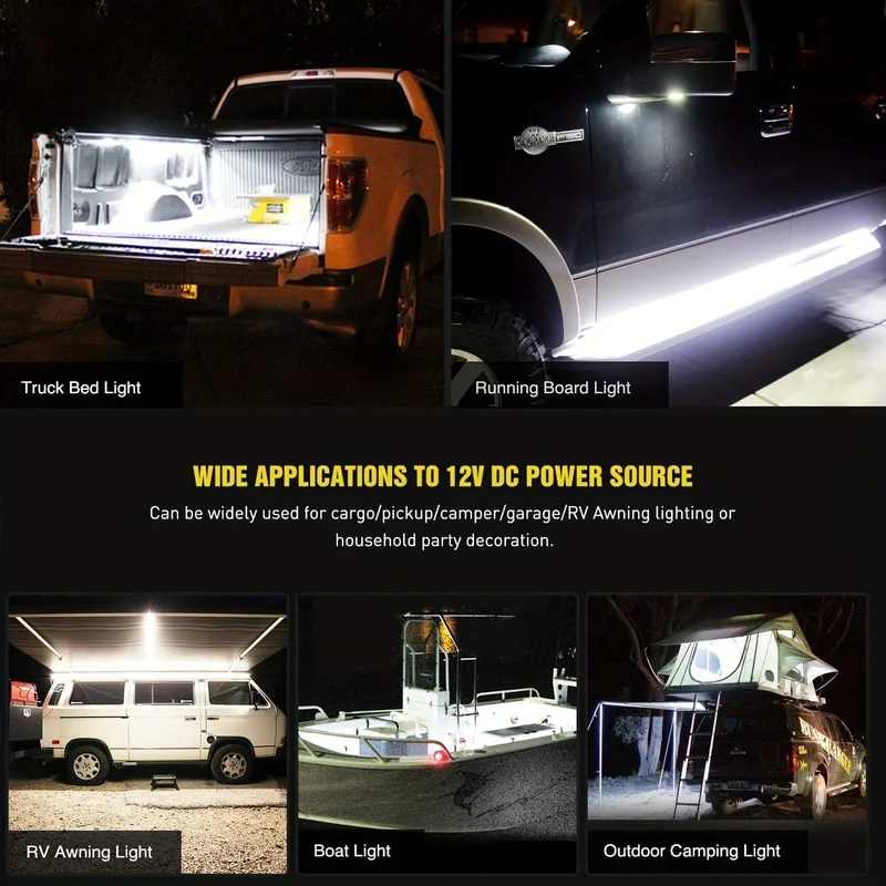 3Pcs 152.4 cm Bett Licht Streifen 270 LED mit Schalter Klinge Sicherung Splitter Verlängerung Kabel für Fracht Pickup lkw SUV RV Boot