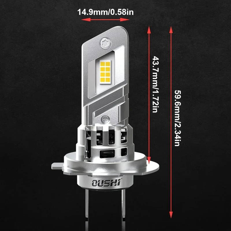 2 Stück Mini-H7-LED-Scheinwerfer-Turbo-LED-Lampen, superhelles Hochleistungsweiß 6000 K, kabellos für Auto-Scheinwerfer, Nebelscheinwerfer, mit Lüfter, H7 Slim LED 20000 lm