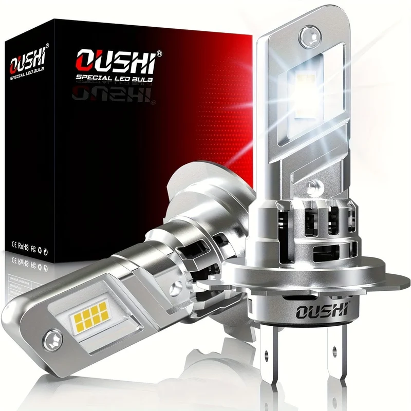 2 Stück Mini-H7-LED-Scheinwerfer-Turbo-LED-Lampen, superhelles Hochleistungsweiß 6000 K, kabellos für Auto-Scheinwerfer, Nebelscheinwerfer, mit Lüfter, H7 Slim LED 20000 lm