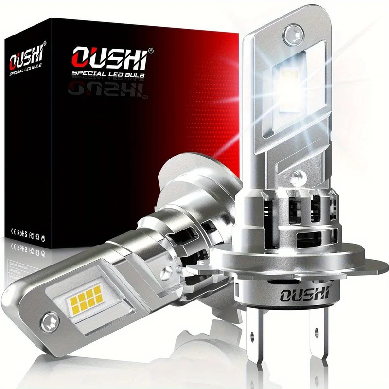 2 Stück Mini-H7-LED-Scheinwerfer-Turbo-LED-Lampen, superhelles Hochleistungsweiß 6000 K, kabellos für Auto-Scheinwerfer, Nebelscheinwerfer, mit Lüfter, H7 Slim LED 20000 lm