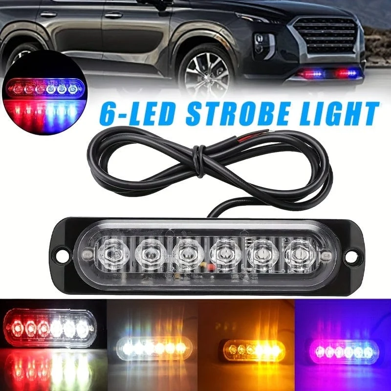 Neue 6 LED-Notfall-Blitzleuchten, rot, blau, Stroboskop-Warnung, blinkendes Autolicht, Vorsicht, Gefahrenbeleuchtung, Bar für Autos, LKW