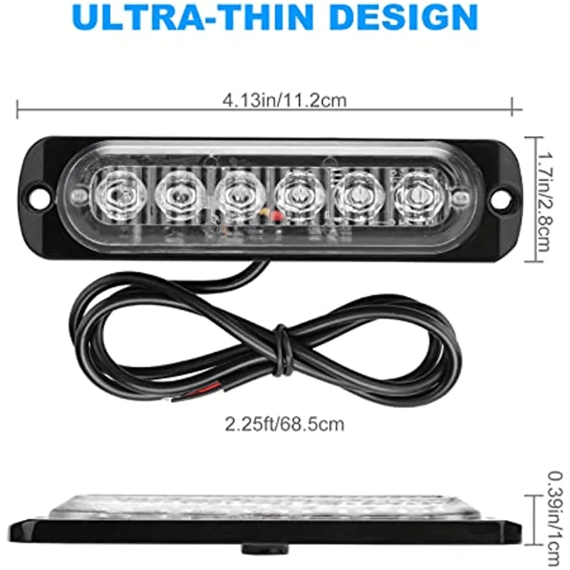 Neue 6 LED-Notfall-Blitzleuchten, rot, blau, Stroboskop-Warnung, blinkendes Autolicht, Vorsicht, Gefahrenbeleuchtung, Bar für Autos, LKW