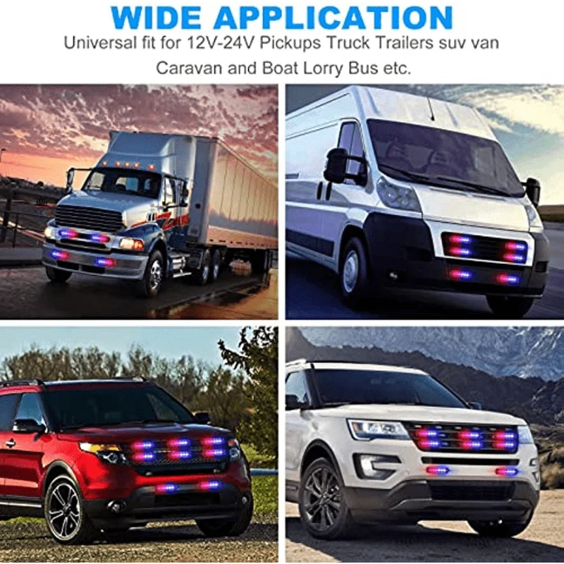 Neue 6 LED-Notfall-Blitzleuchten, rot, blau, Stroboskop-Warnung, blinkendes Autolicht, Vorsicht, Gefahrenbeleuchtung, Bar für Autos, LKW