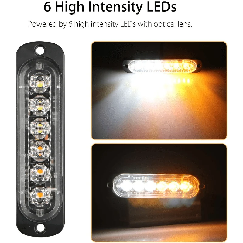 Neue 6 LED-Notfall-Blitzleuchten, rot, blau, Stroboskop-Warnung, blinkendes Autolicht, Vorsicht, Gefahrenbeleuchtung, Bar für Autos, LKW